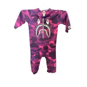 BAPE KIDS Shark Romper Purple Camo 80cm Baby One Piece A Bathing Ape Streetwear